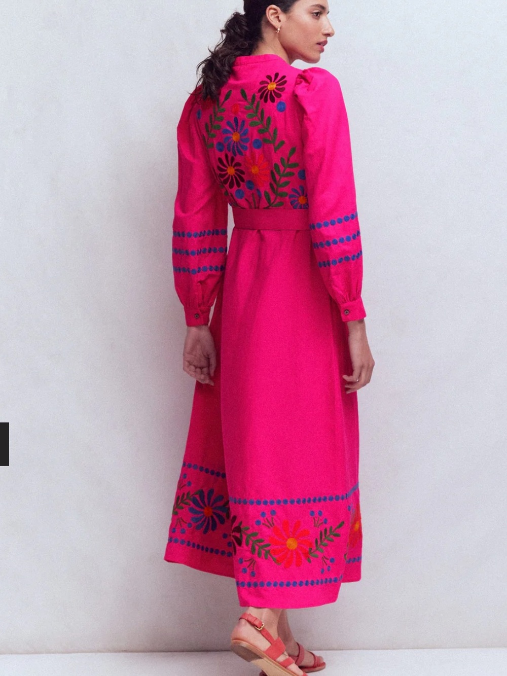 Boden Fuchsia Pink Embroidered Midi Dress - Picture 2 of 11